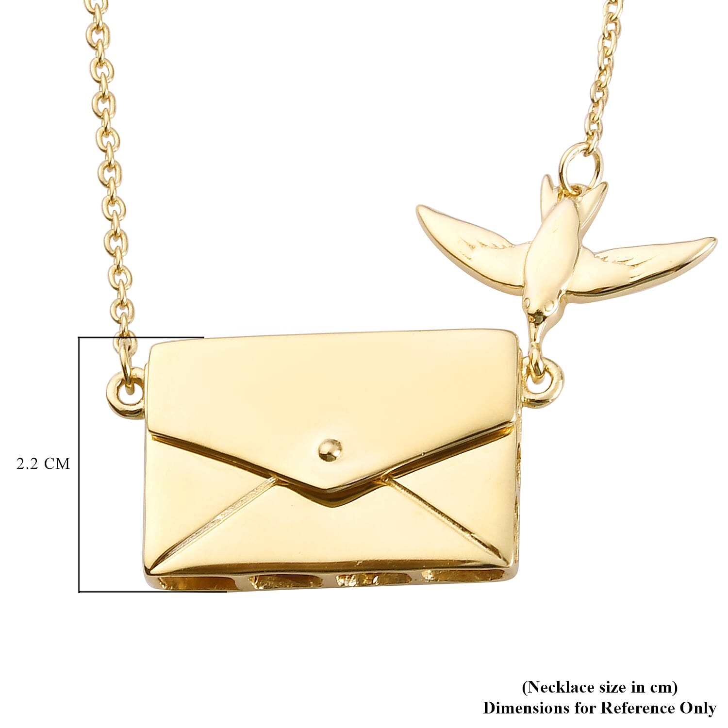 Secret Message Envelope Necklace with Bird in Gold Plated Silver Size 20 Inch 3735437 7