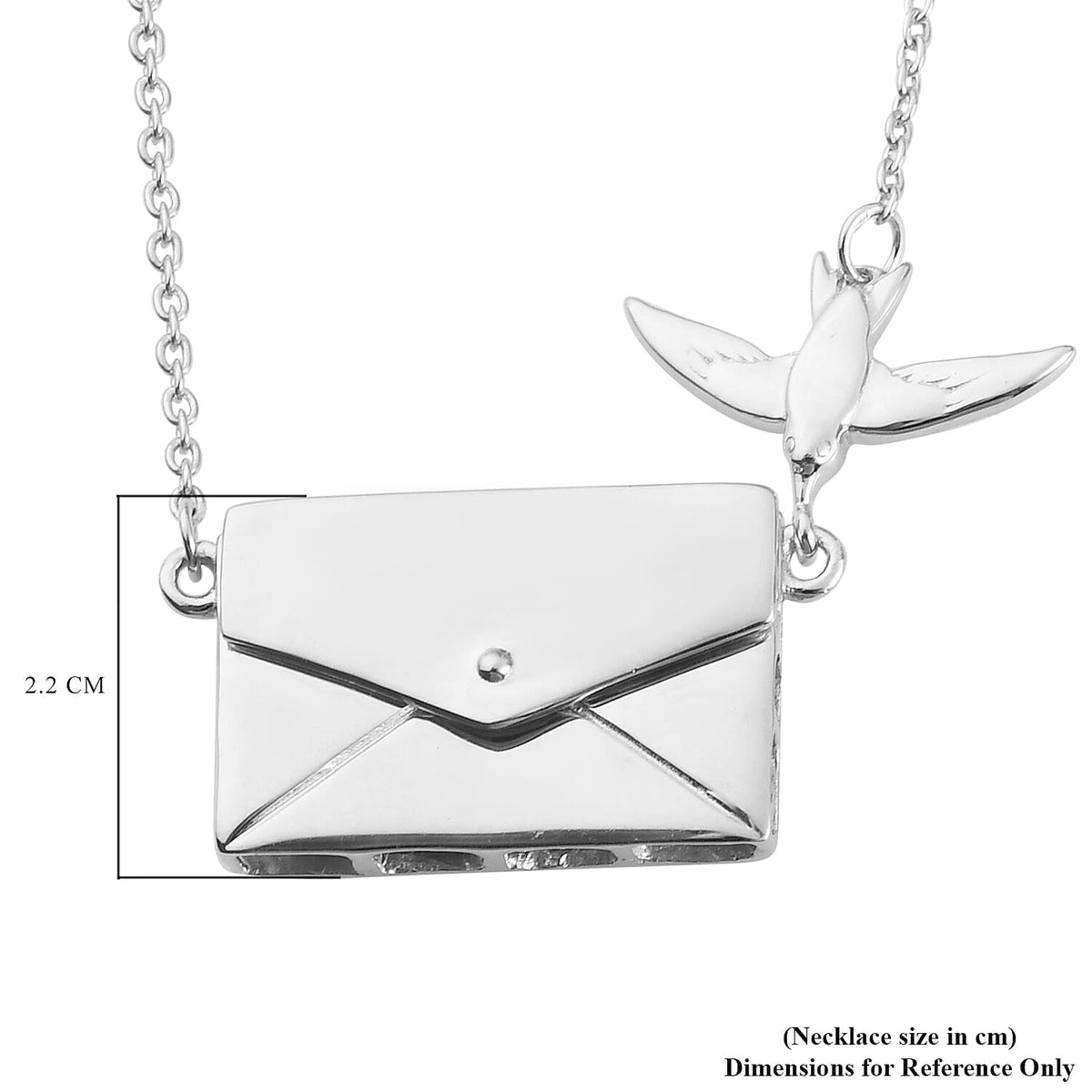 Secret Message Envelope Necklace with Bird in Platinum Plated Silver Size 20 Inch 3735438 7
