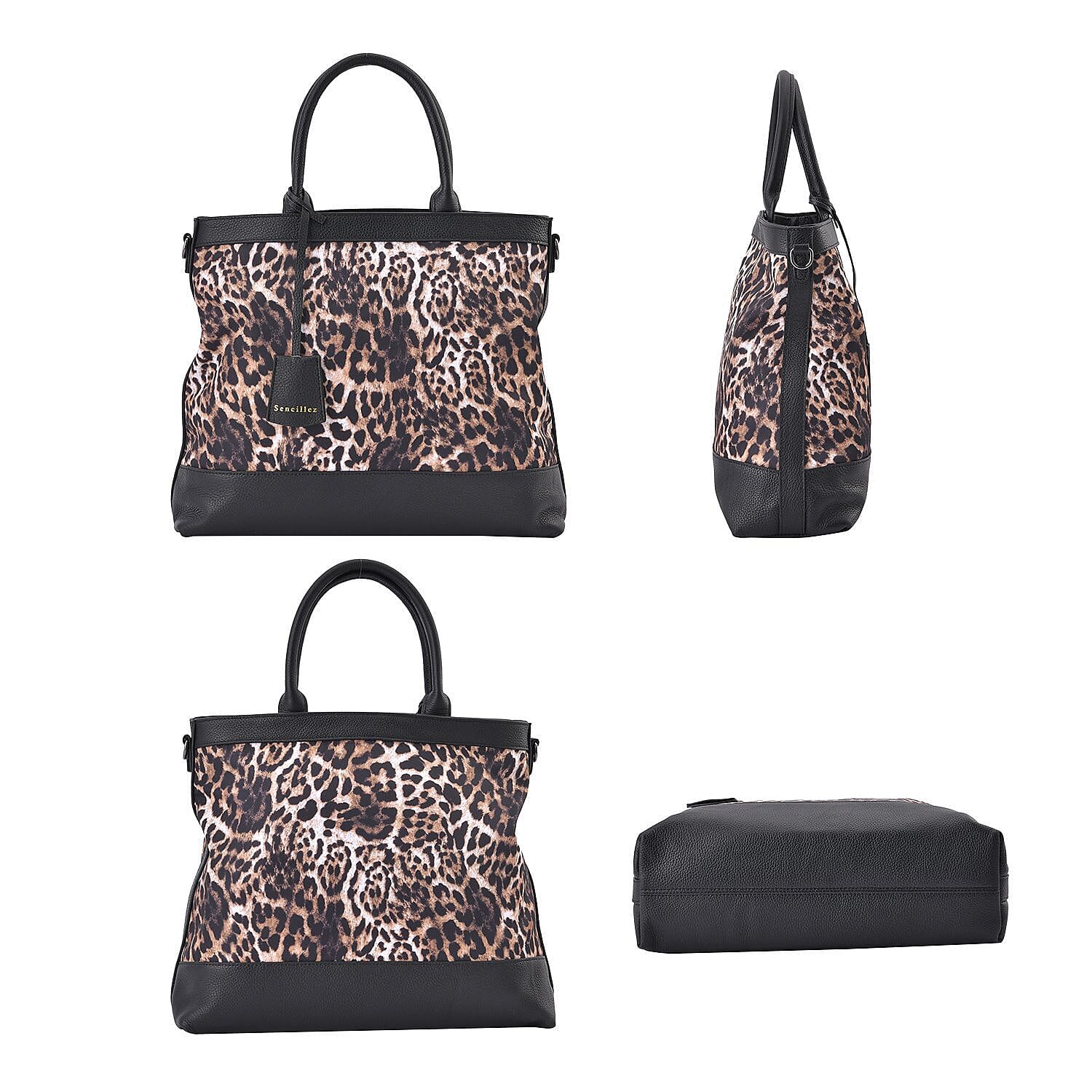 Sencillez Genuine Leather Leopard Convertible Bag with Detachable Long Strap - Beige 7230702 1