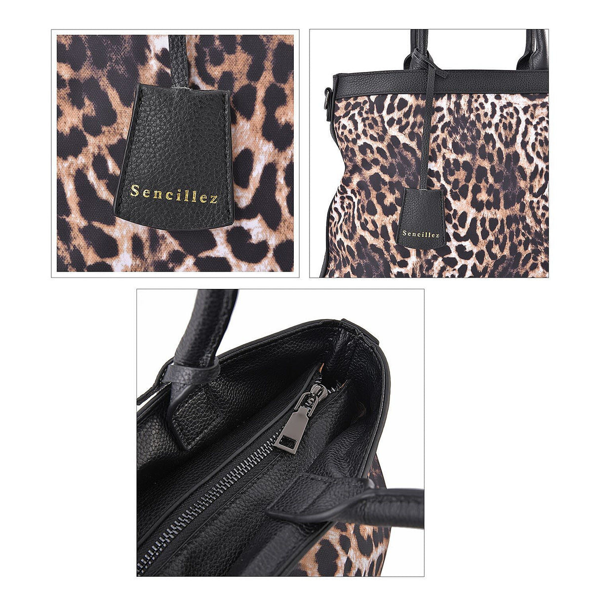 Sencillez Genuine Leather Leopard Convertible Bag with Detachable Long Strap - Beige 7230702 2