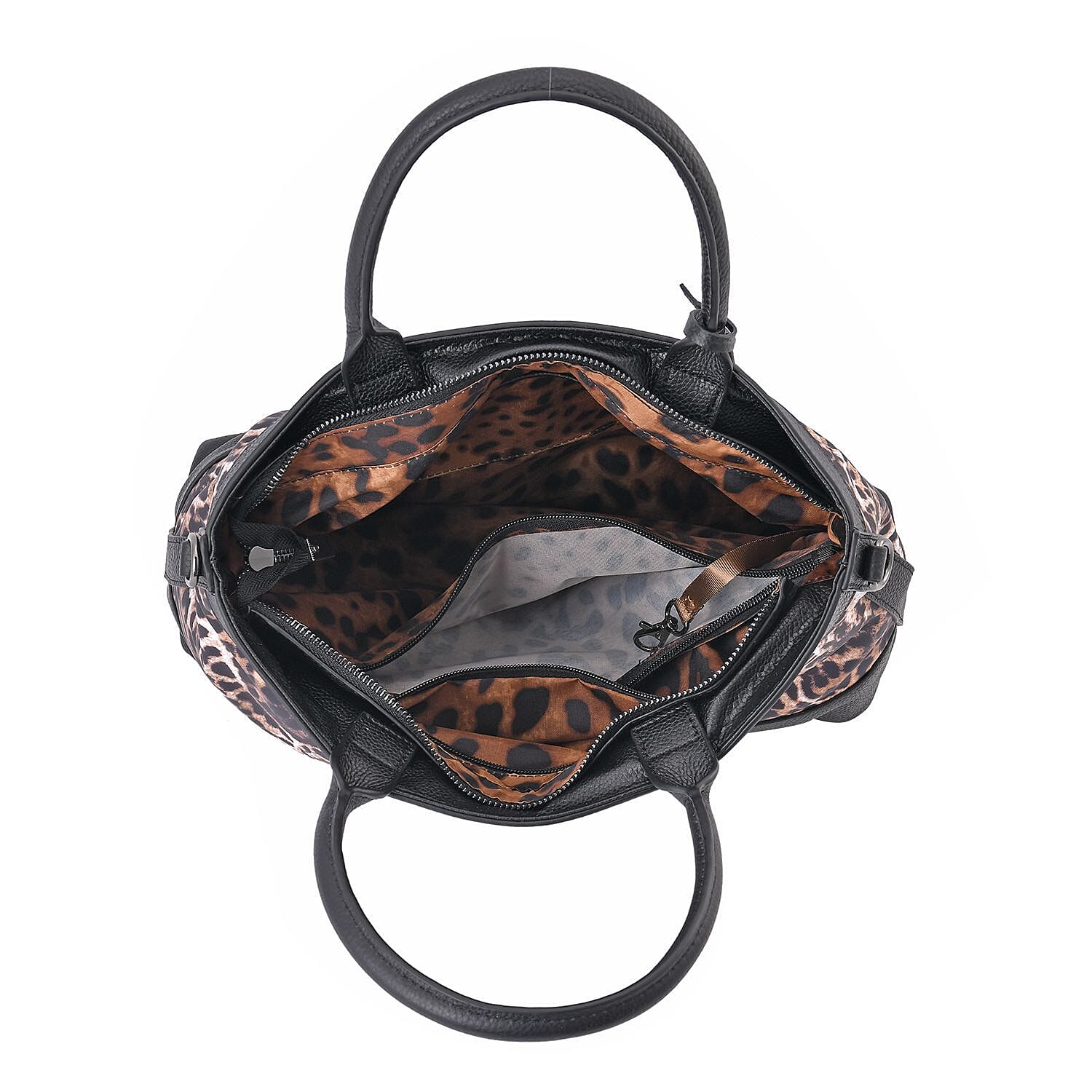 Sencillez Genuine Leather Leopard Convertible Bag with Detachable Long Strap - Beige 7230702 3