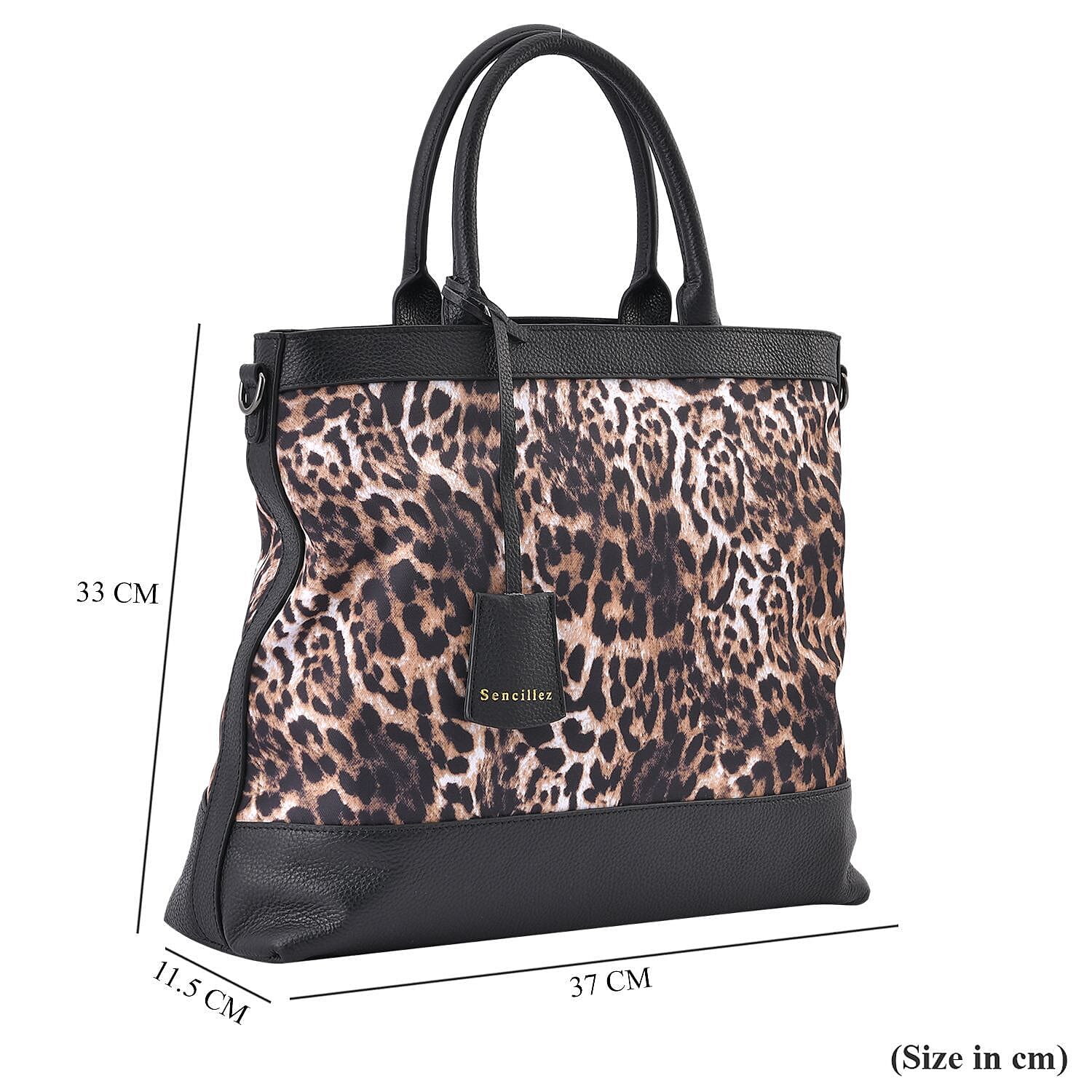 Sencillez Genuine Leather Leopard Convertible Bag with Detachable Long Strap - Beige 7230702 4