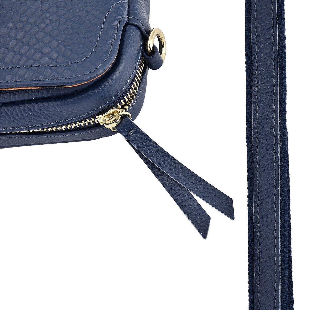 Sencillez Snakeskin Embossed Pattern Genuine Leather Crossbody Bag - Navy Blue 7209024 3