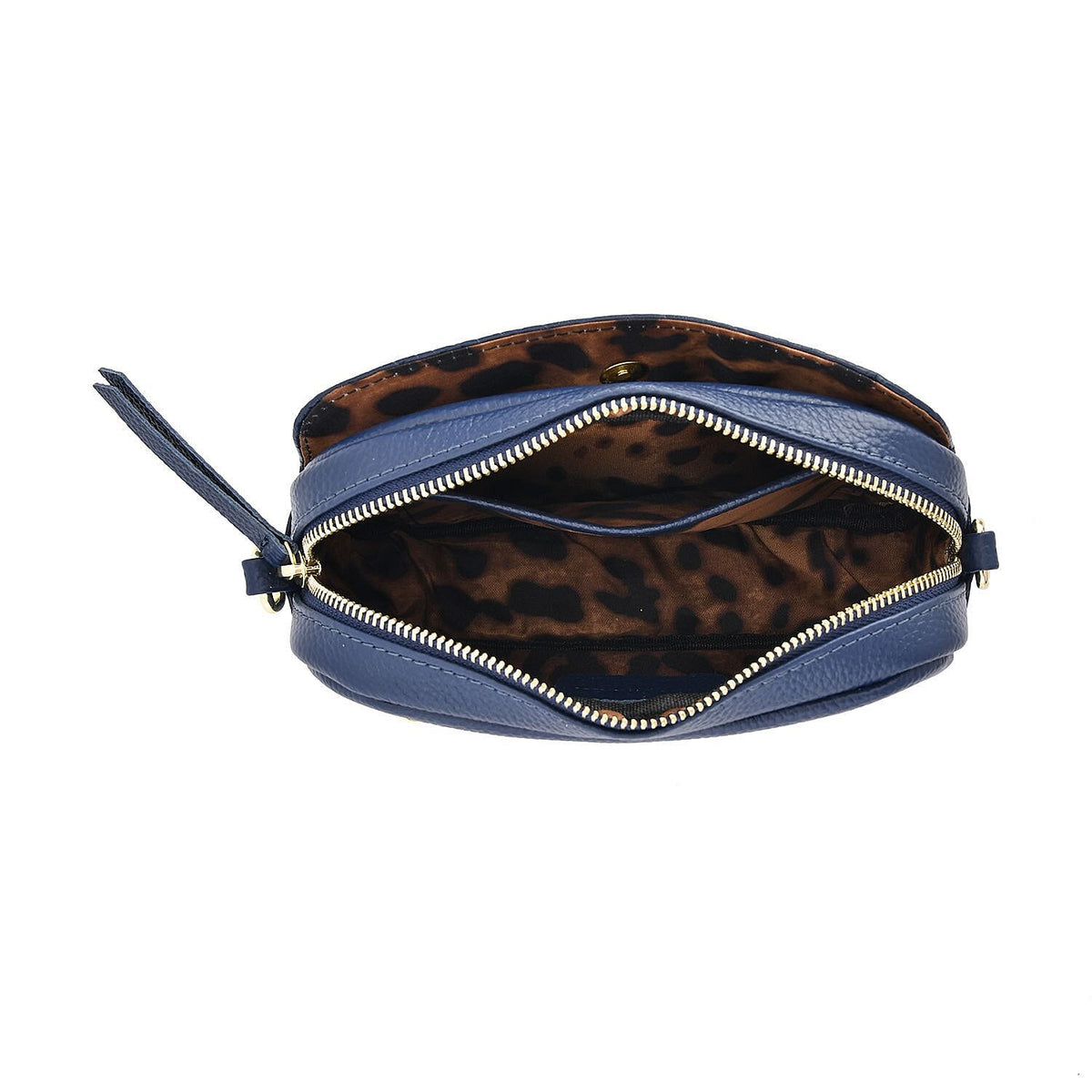 Sencillez Snakeskin Embossed Pattern Genuine Leather Crossbody Bag - Navy Blue 7209024 4