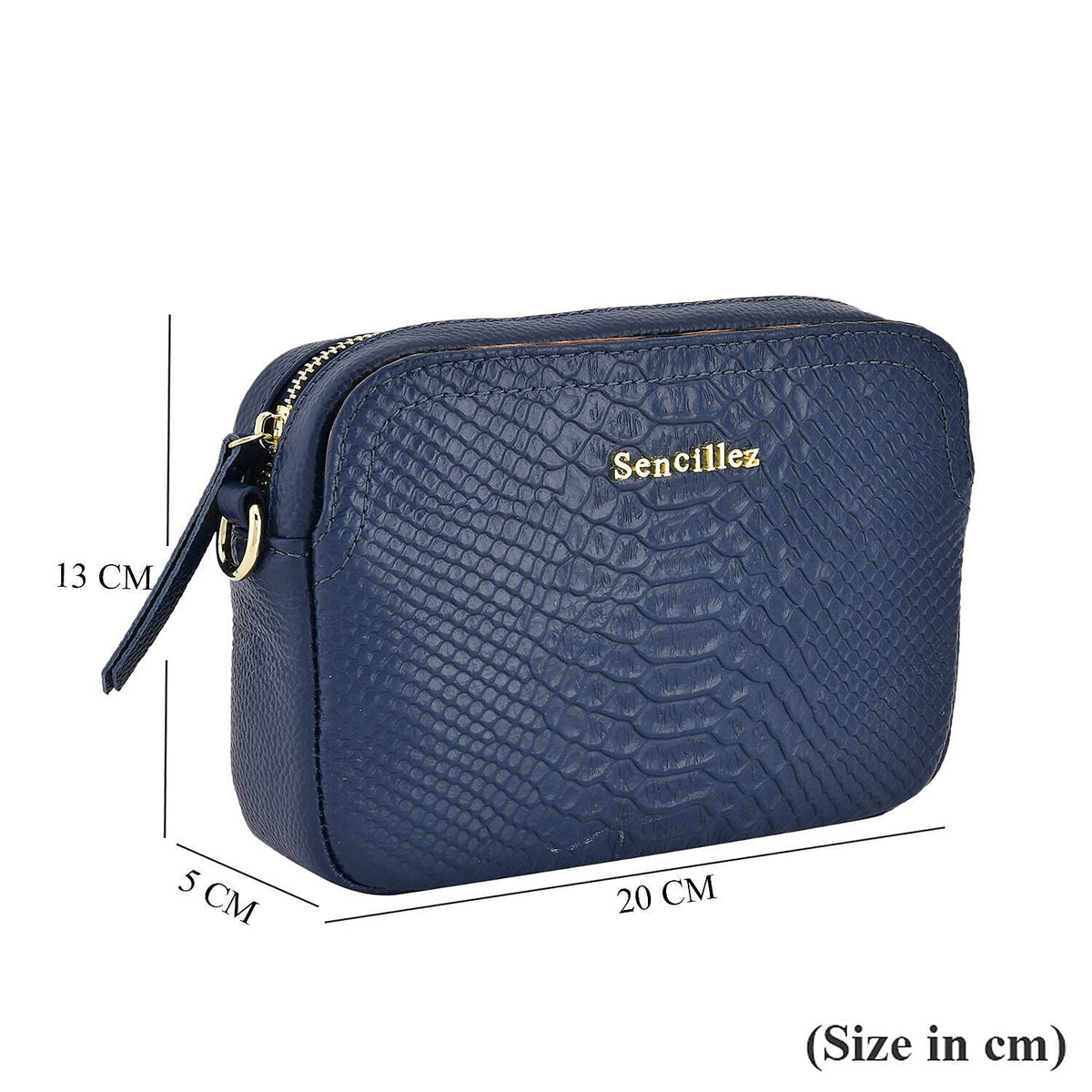 Sencillez Snakeskin Embossed Pattern Genuine Leather Crossbody Bag - Navy Blue 7209024 5