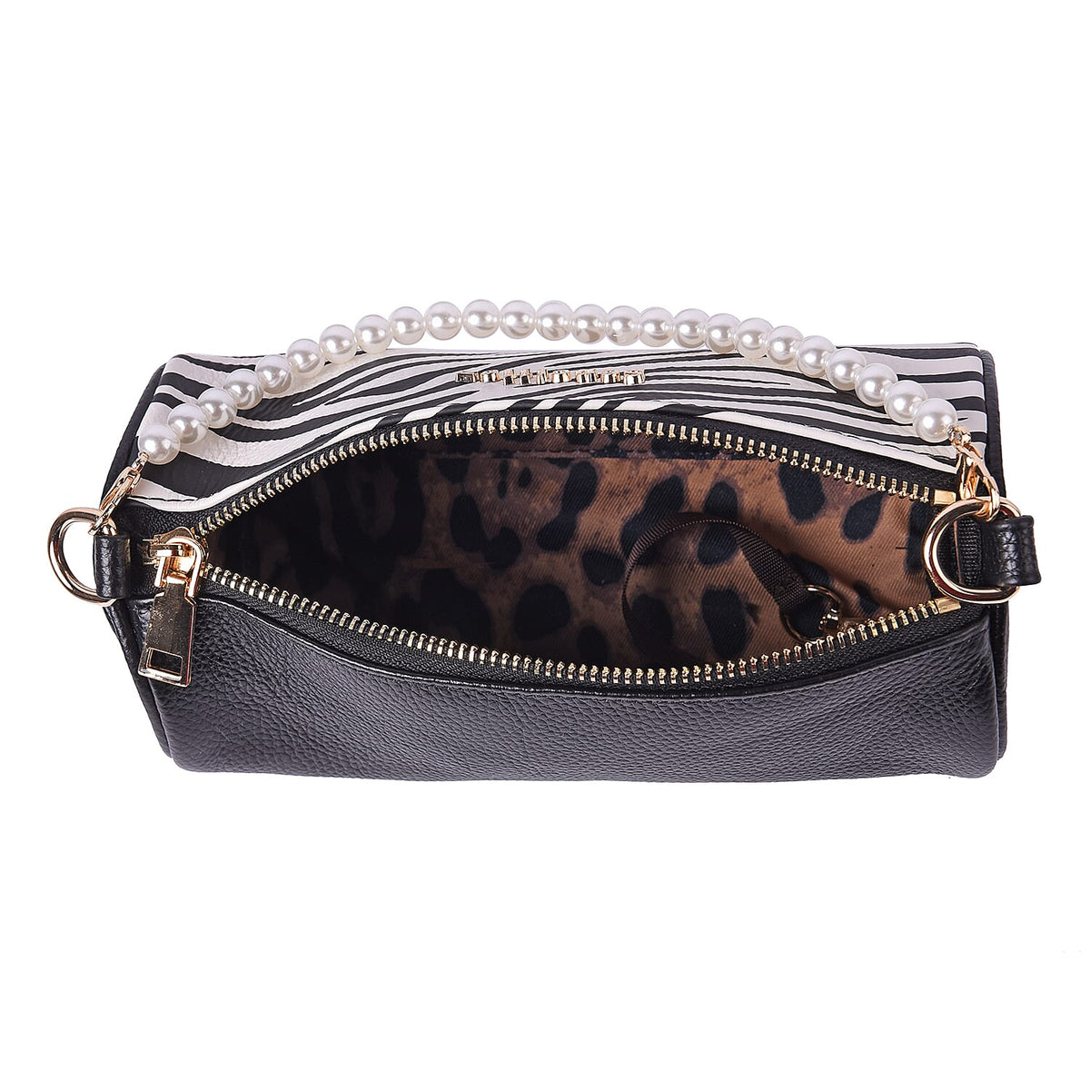 Sencillez Zebra Pattern 100% Genuine Leather Barrel Crossbody Bag (Size 21x10x10cm) in White &amp; Black 6021657 4