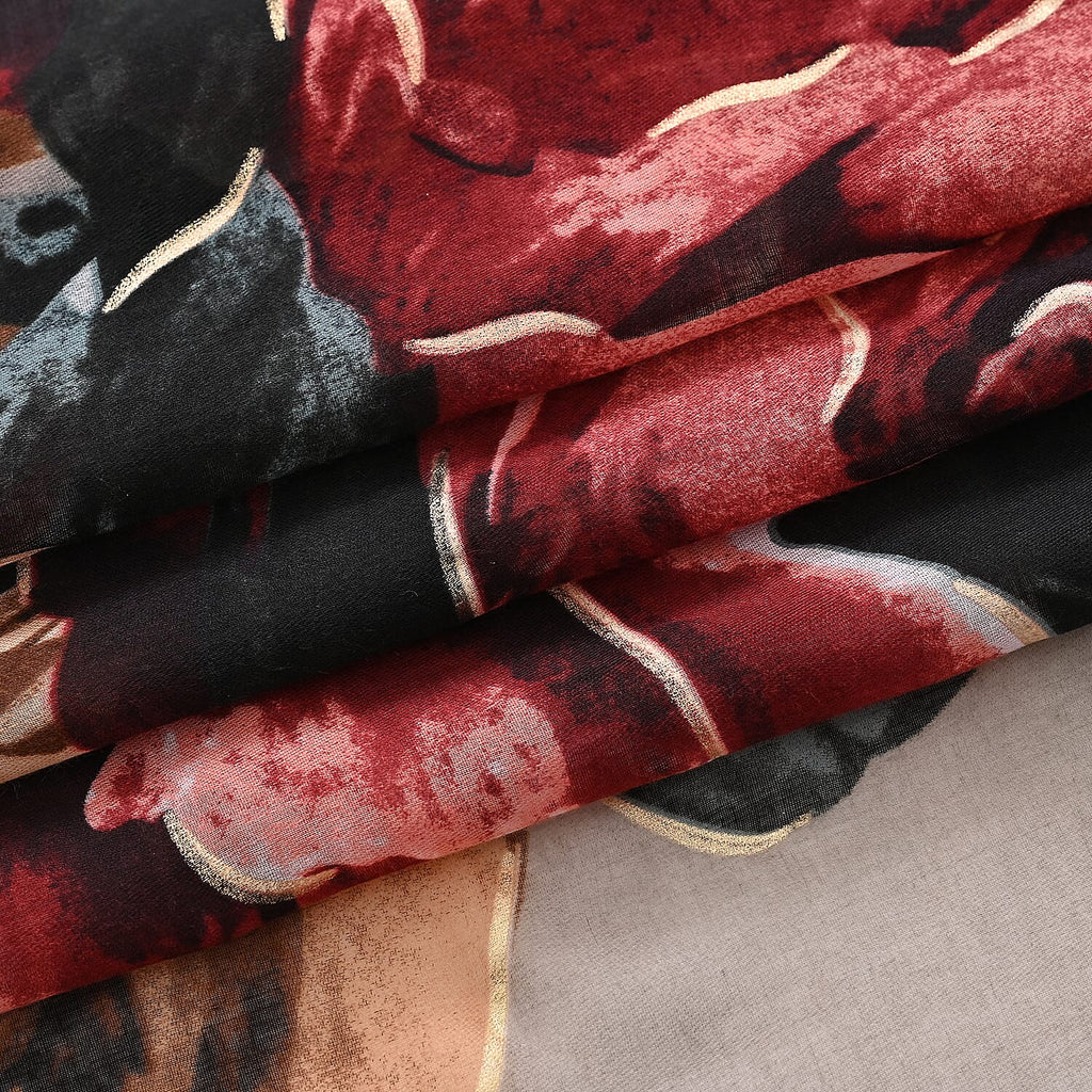 Limited Collection Sparkling Sequin Floral Print Scarf (One Size, 180 x 90 cm) - Khaki
