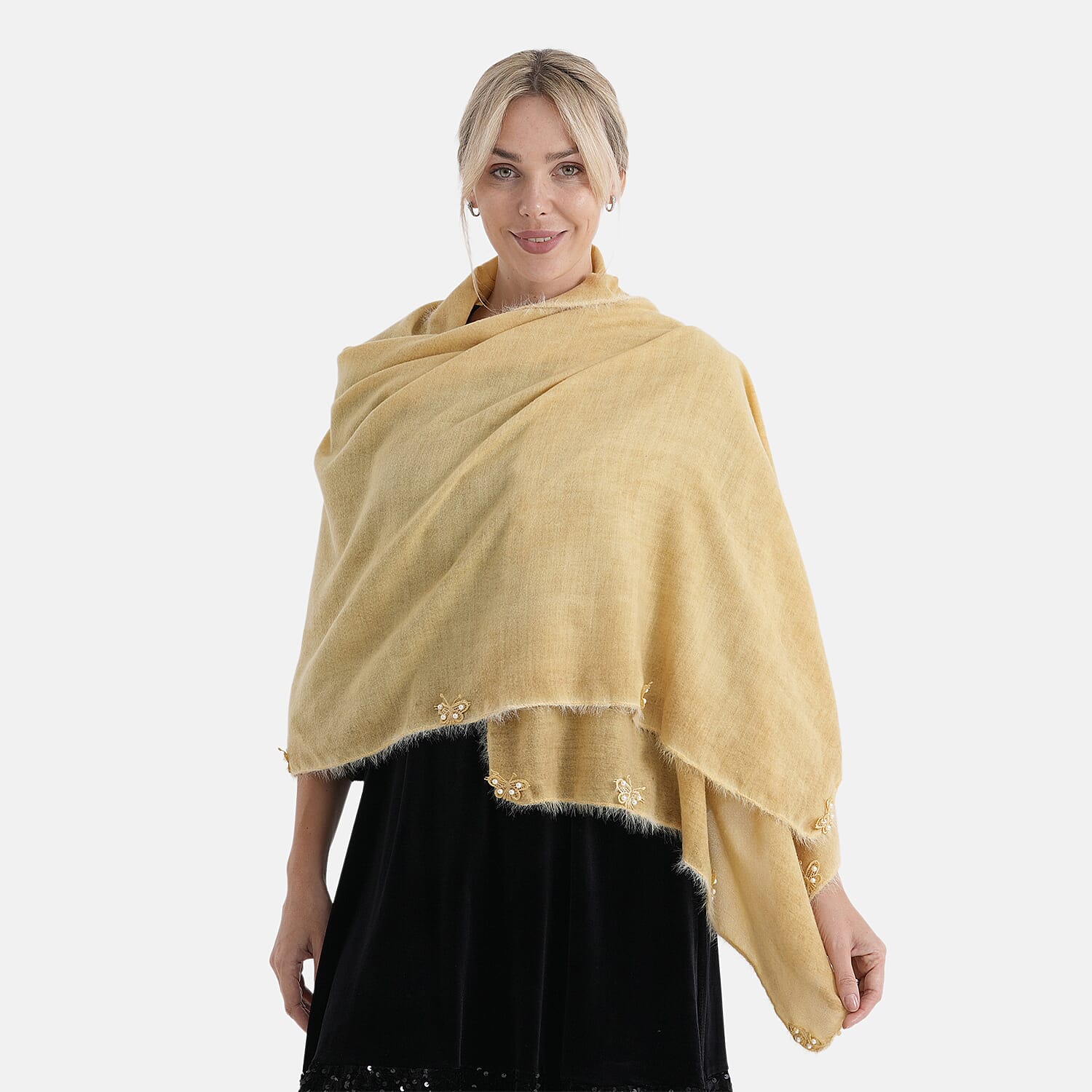 Limited Collection Embellished Season Shawl Shawl (180 x 70 Cm) - Yellow V32520766 4
