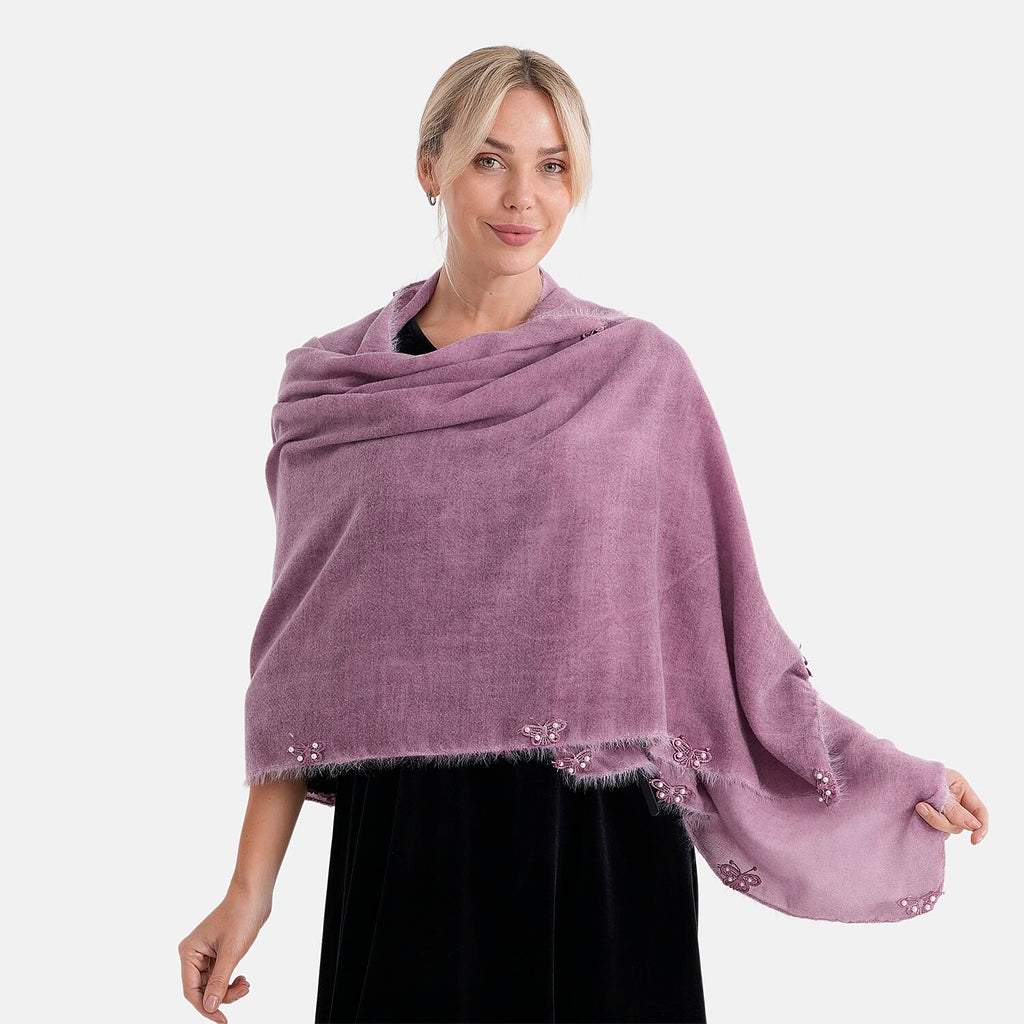 Limited Collection Embelished Season Shawl Shawl (180 x 70 Cm) - Purple