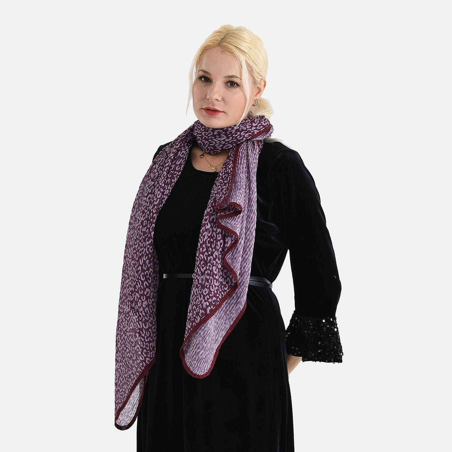 Leopard Print Evening Shawl (180 x 70 cm) - Purple 8354946 5