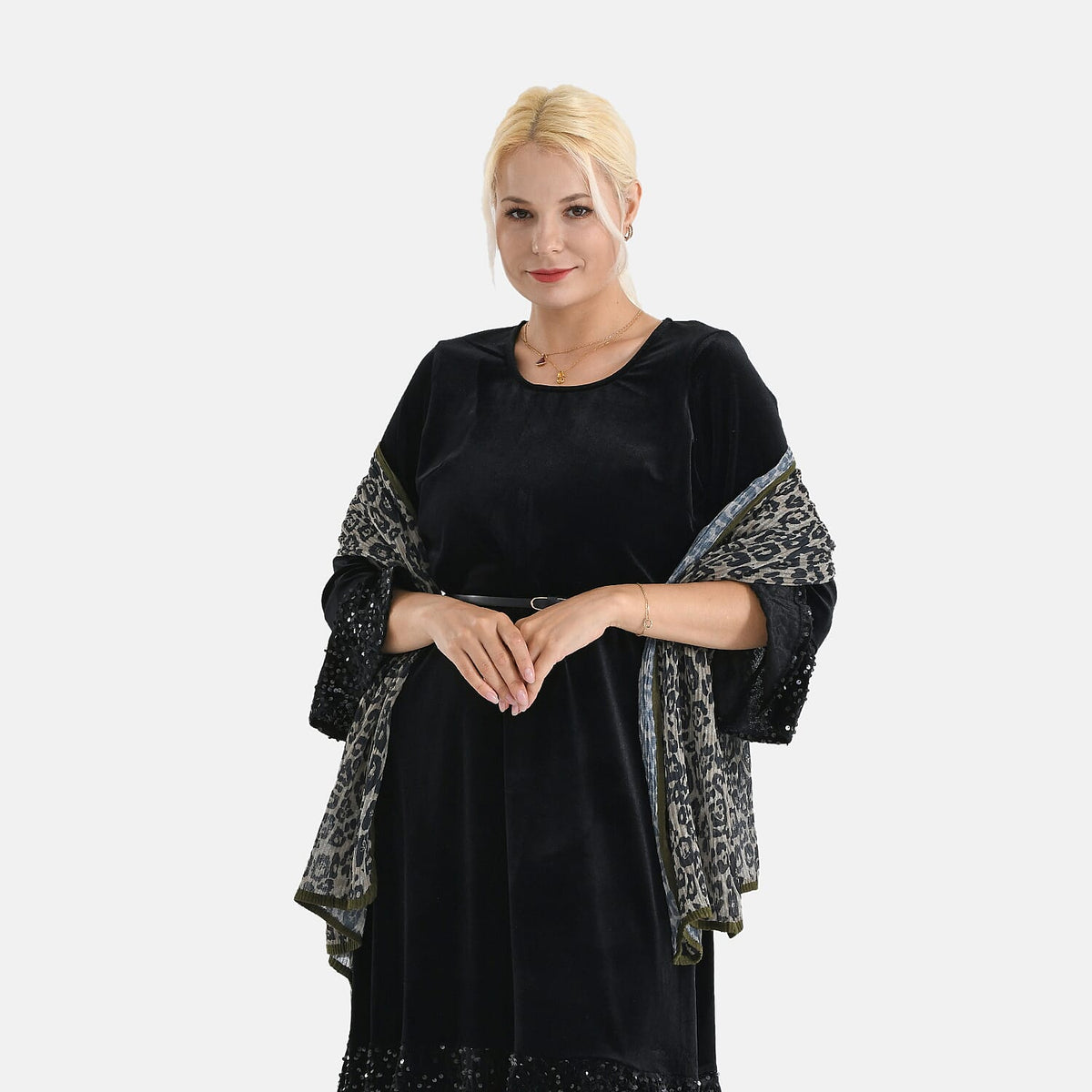 Limited Collection Evening Shawl (180 x 70 cm) - Khaki V32701660 2