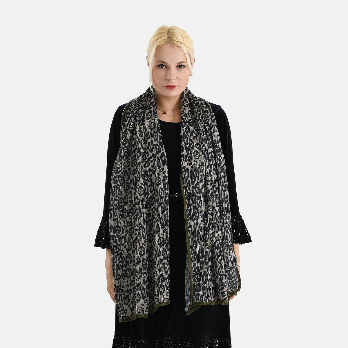 Limited Collection Evening Shawl (180 x 70 cm) - Khaki V32701660 3