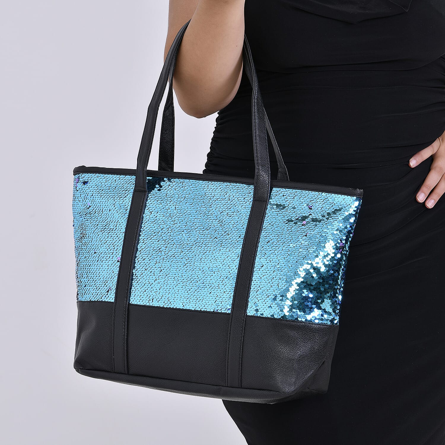Sequin Tote Bag (Size 45x14x29 cm) - Teal 7853771 10