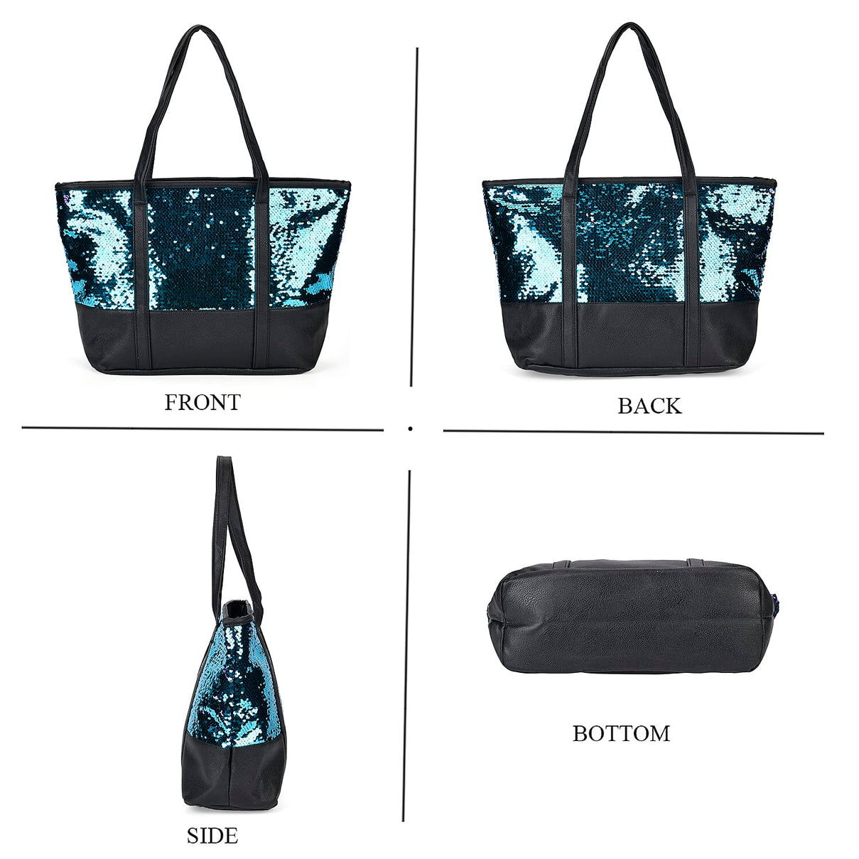 Sequin Tote Bag (Size 45x14x29 cm) - Teal 7853771 11