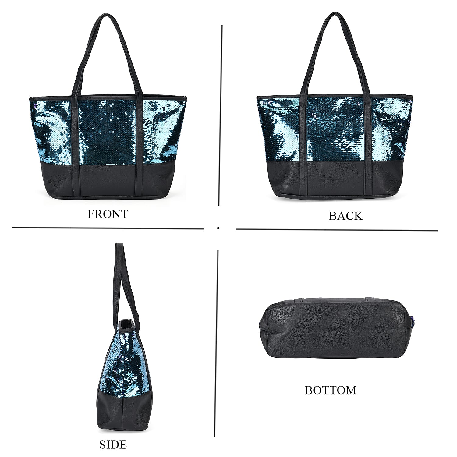 Sequin Tote Bag (Size 45x14x29 cm) - Teal 7853771 11