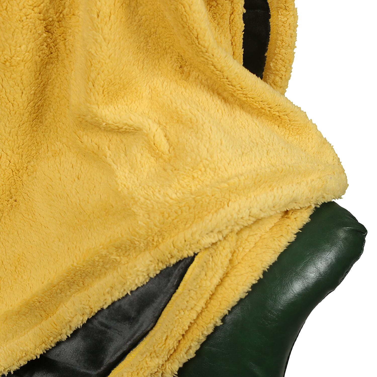 Double Layer Dark Grey and Yellow Sherpa Blanket 3634930 3