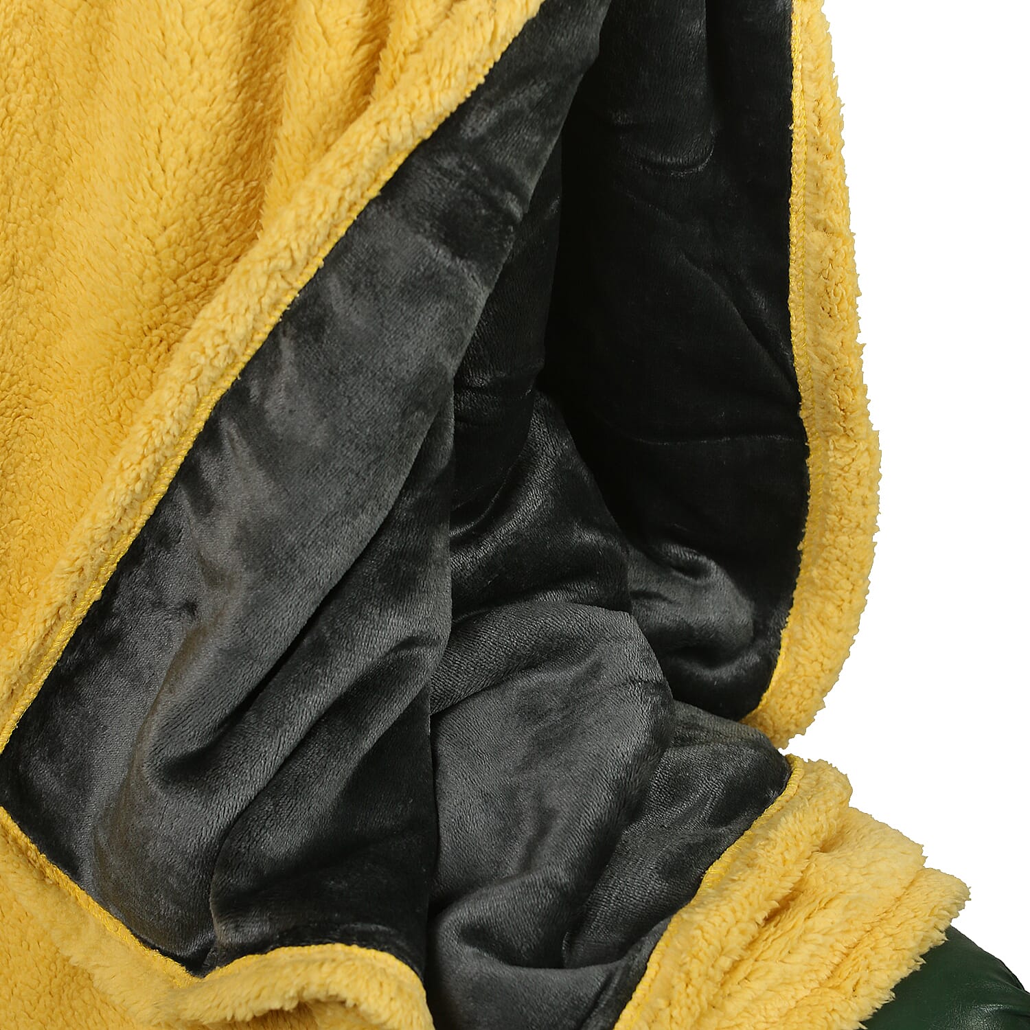 Double Layer Dark Grey and Yellow Sherpa Blanket 3634930 4