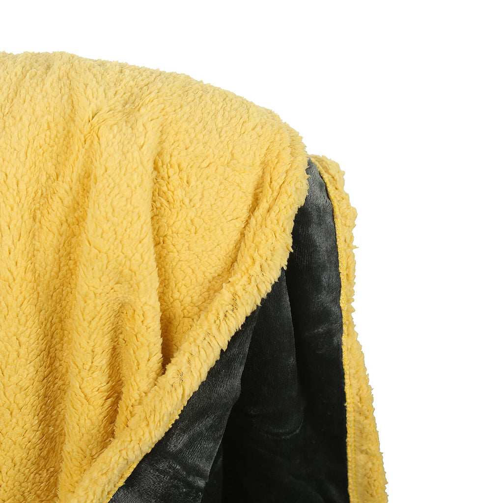 Double Layer Sherpa Blanket 420Gsm (Size 200x150cm) - Grey - Yellow