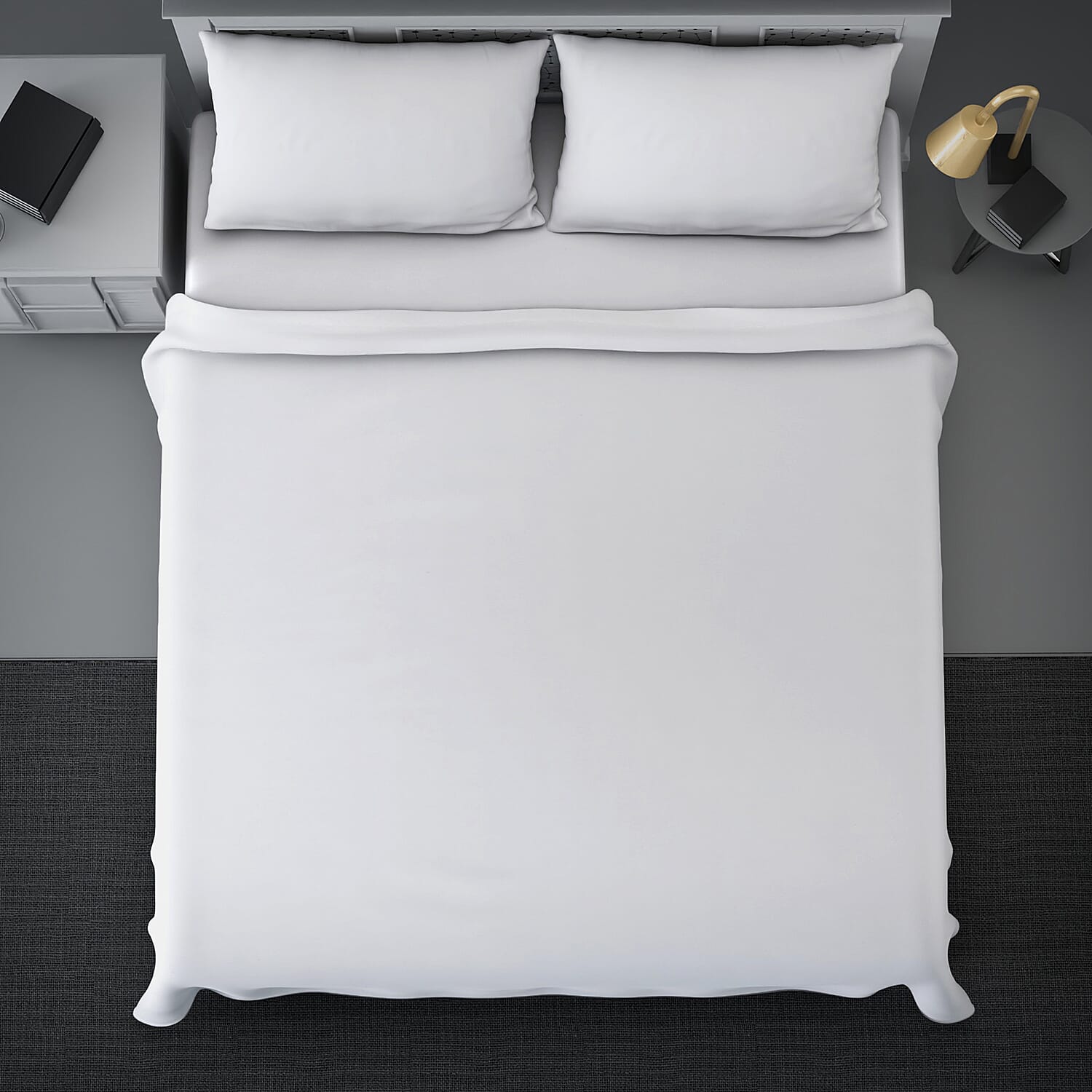 4 Piece Set - Solid Microfibre 1 Flat Sheet, 1 Fitted Sheet and 2 Pillowcase in Snow White 3721780 2