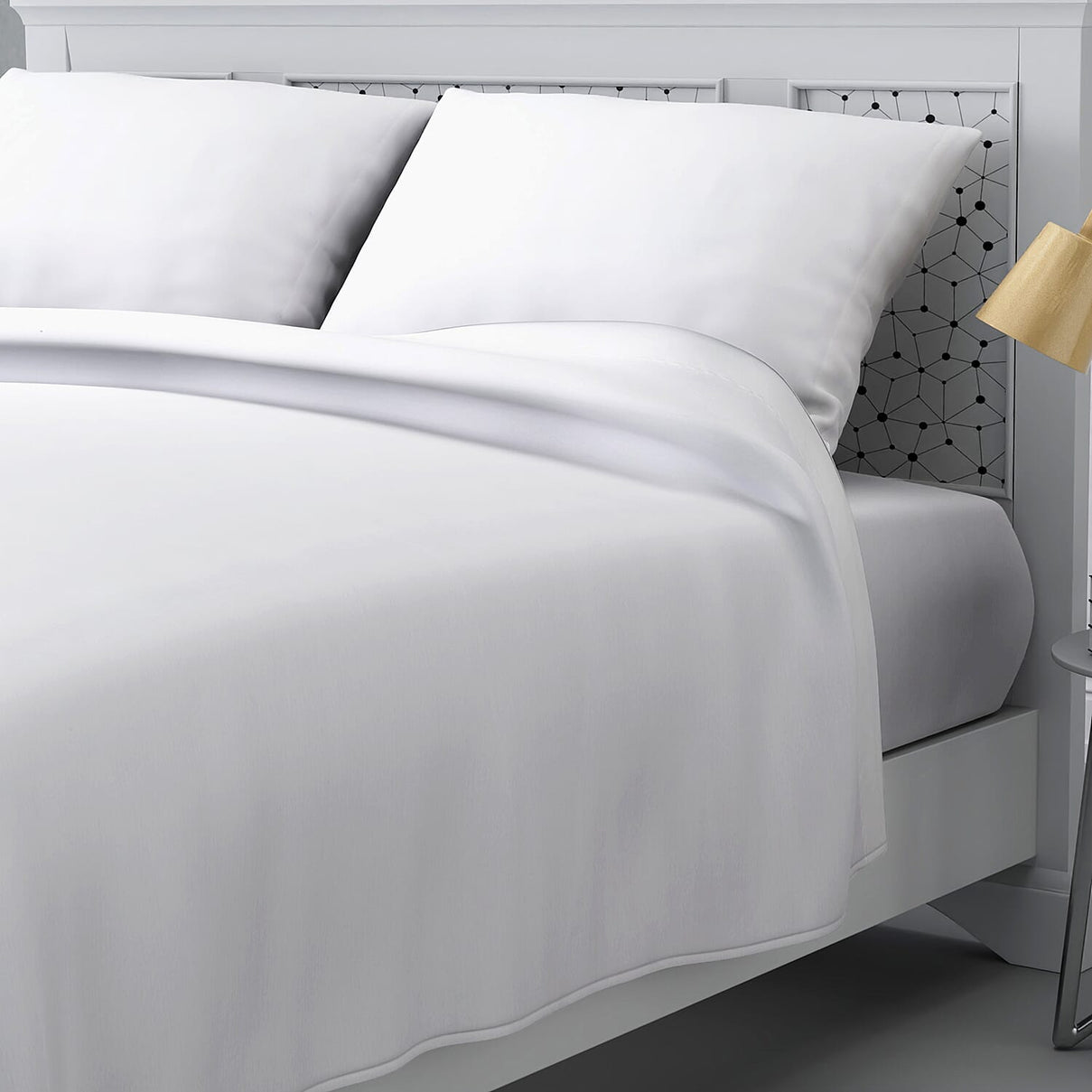 4 Piece Set - Solid Microfibre 1 Flat Sheet, 1 Fitted Sheet and 2 Pillowcase in Snow White 3721780 3