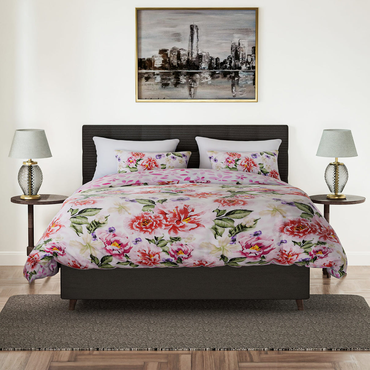 3 Piece Floral Printed Duvet Cover Set  - White and Multi 7365523 2