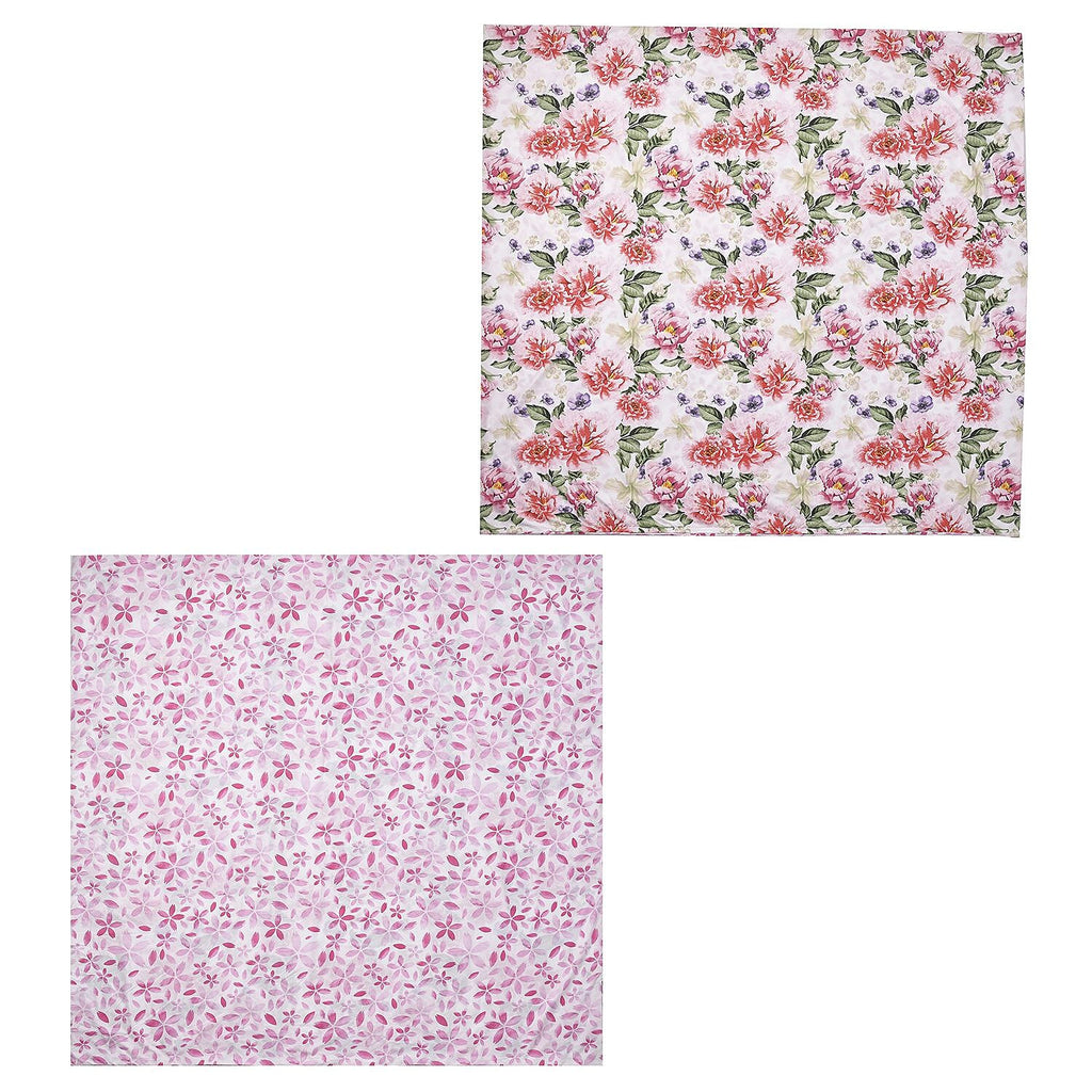 3 Piece Floral Printed Duvet Cover Set (Includes 1 Cover & 2 Pillowcases (Double Size, 200x200 cm) - White and Multi