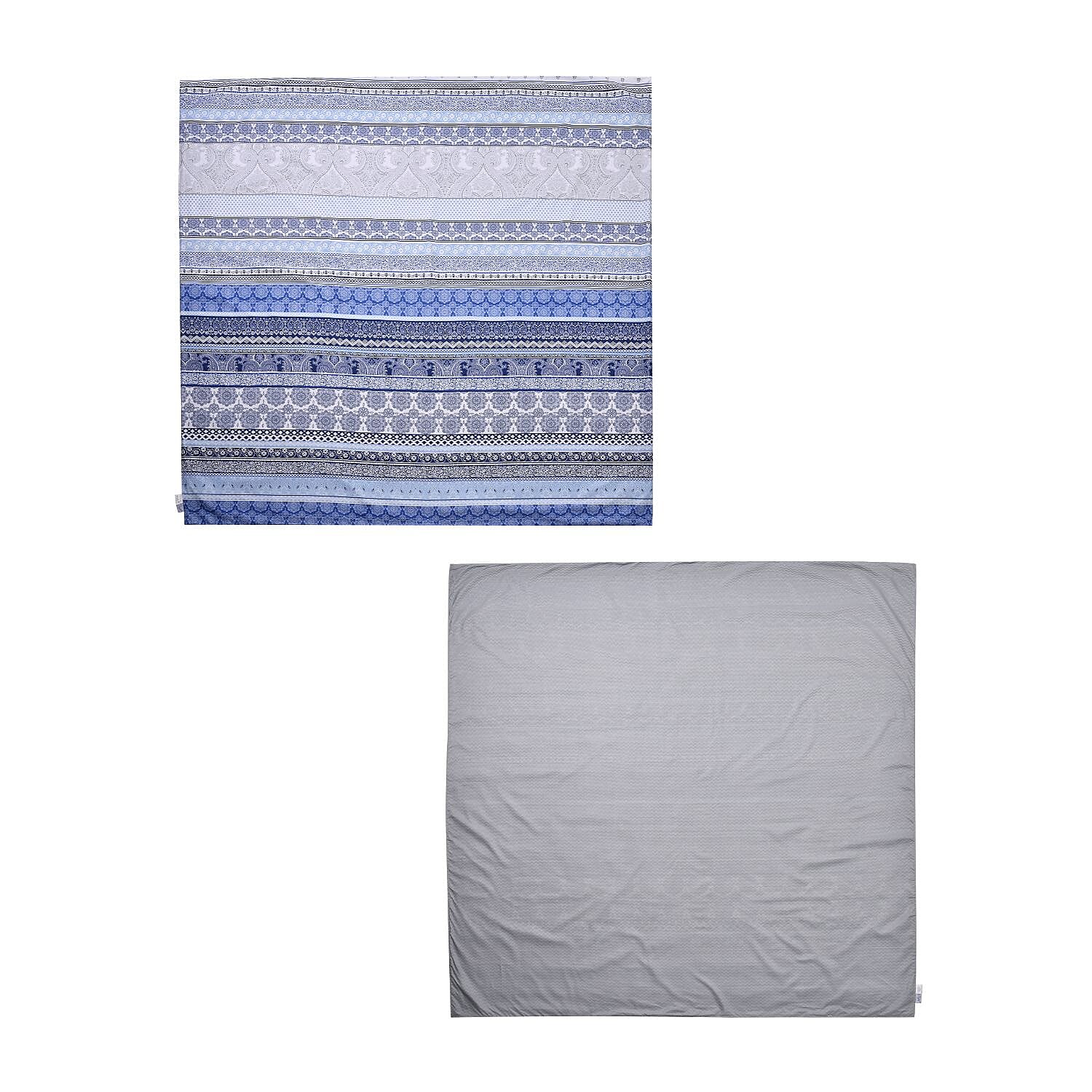 3 Piece Set - Printed Duvet Cover with 2 Pillow Cases (Double Size,200x200 cm) - Blue - White 7371804 4