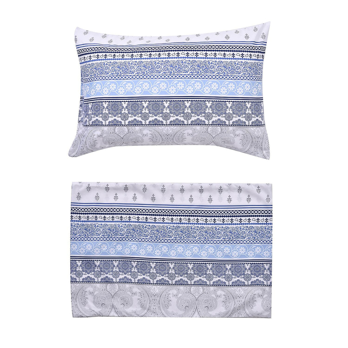 3 Piece Set - Printed Duvet Cover with 2 Pillow Cases (Double Size,200x200 cm) - Blue - White 7371804 5