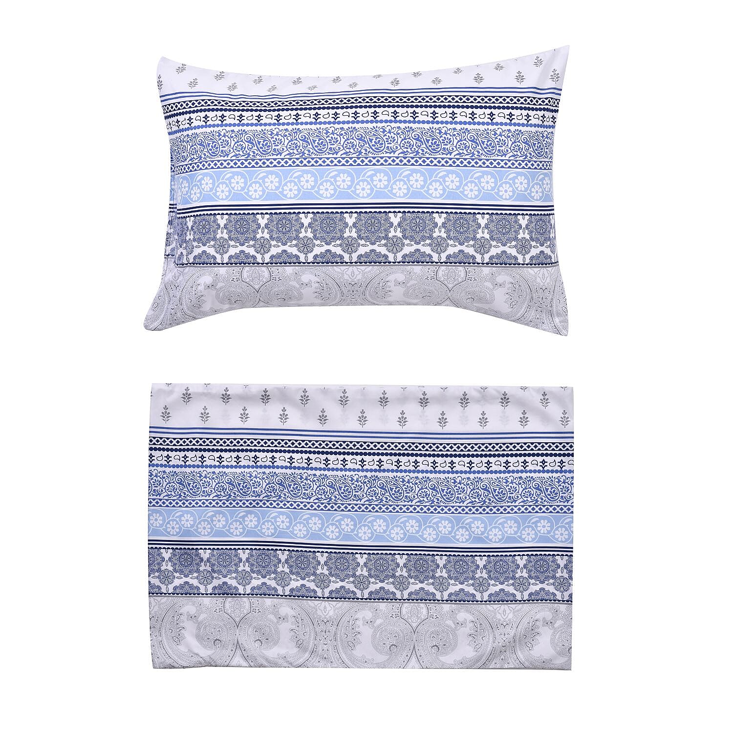 3 Piece Set - Printed Duvet Cover with 2 Pillow Cases (Double Size,200x200 cm) - Blue - White 7371804 5