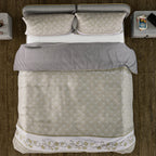 3 Piece Set - Printed Duvet Cover (Double Size, 200x200 cm) With 2 Pillow Cases (Size 75x50 cm) - Olive