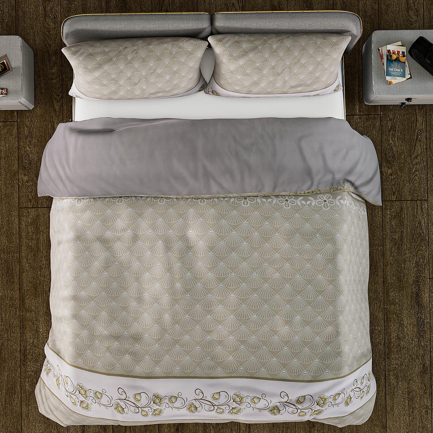 3 Piece Set - Printed Duvet Cover  With 2 Pillow Cases  - Olive 7370840 2