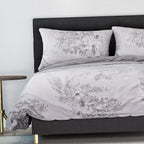 Set of 3 - Floral Printed Duvet Cover with 2 Pillow Cases(Double Size 200x200 cm) - White