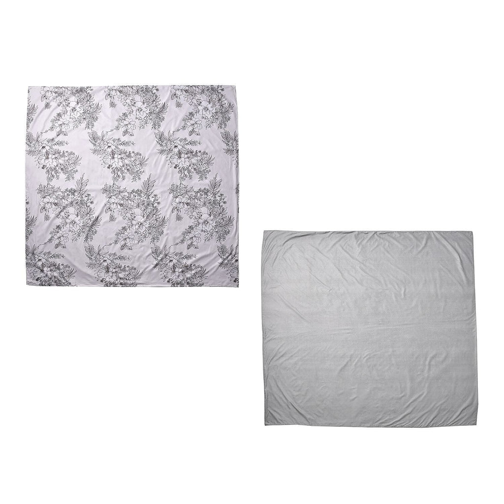 Set of 3 - Floral Printed Duvet Cover with 2 Pillow Cases(Double Size 200x200 cm) - White