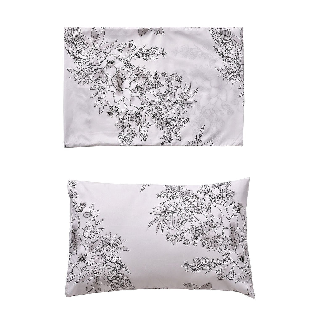 Set of 3 - Floral Printed Duvet Cover with 2 Pillow Cases(Double Size 200x200 cm) - White