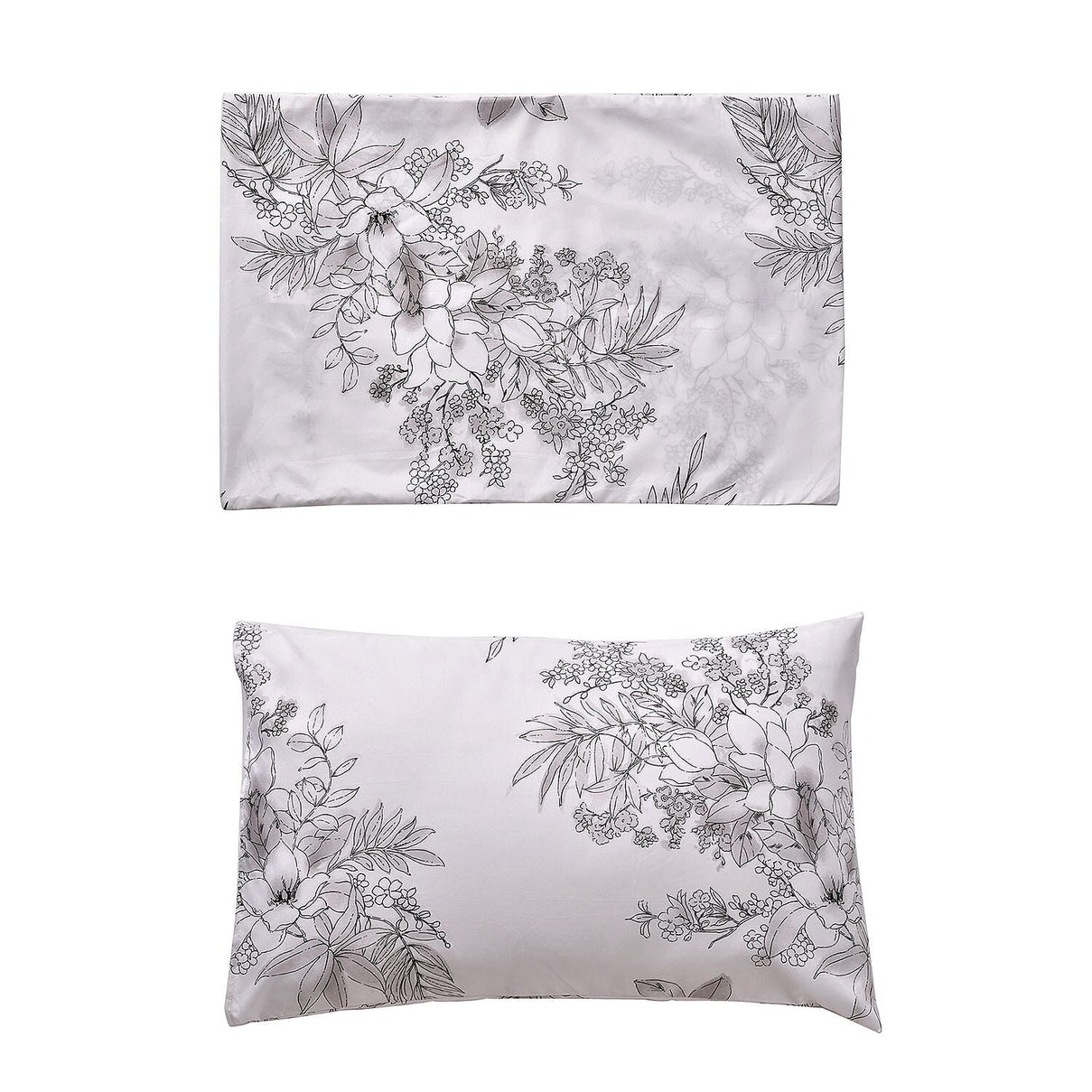 Set of 3 - Floral Printed Duvet Cover with 2 Pillow Cases - White 7372227 5