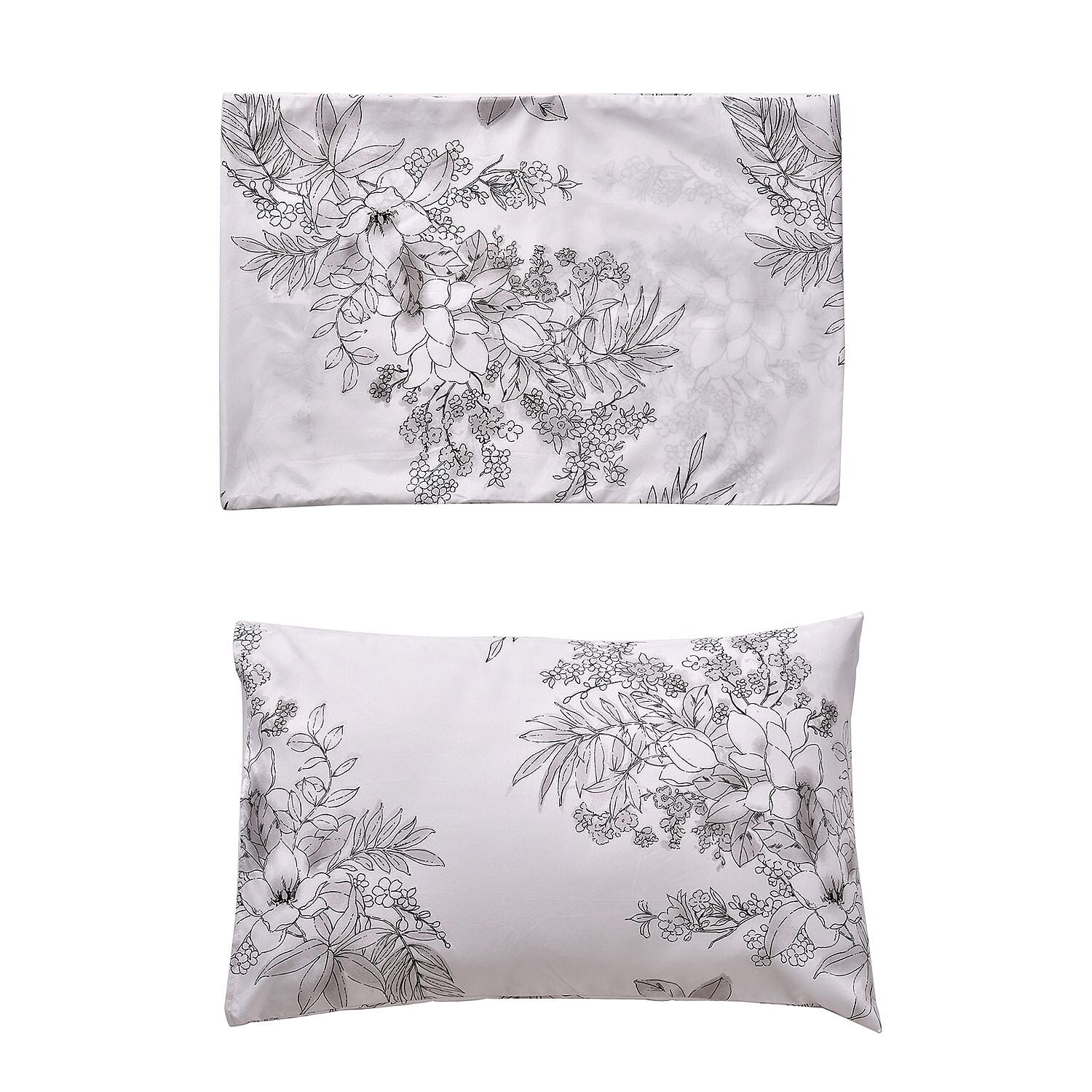Set of 3 - Floral Printed Duvet Cover with 2 Pillow Cases - White 7372227 5