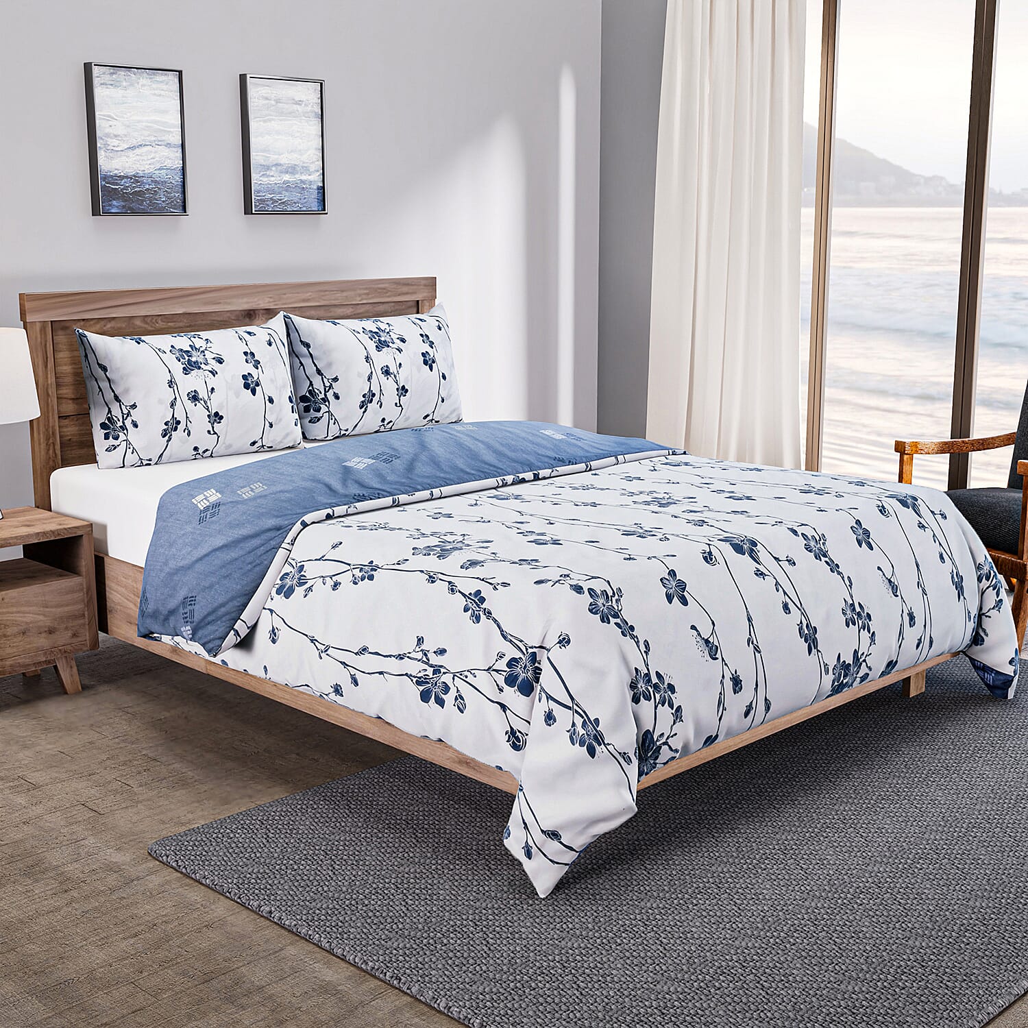 Set of 3 Floral Printed Duvet Cover and Pillow Case 7672045 0