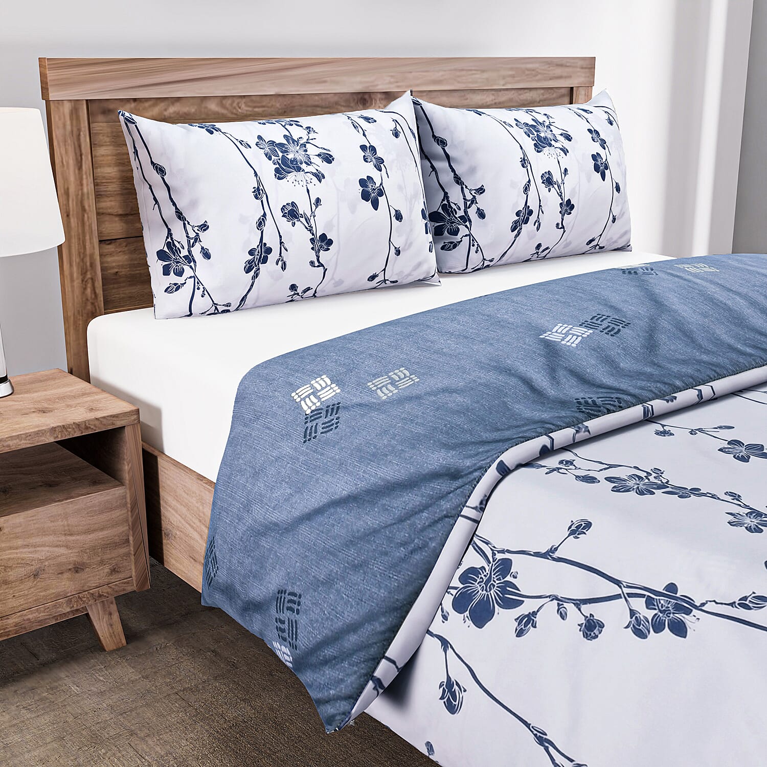 Set of 3 Floral Printed Duvet Cover and Pillow Case 7672045 1