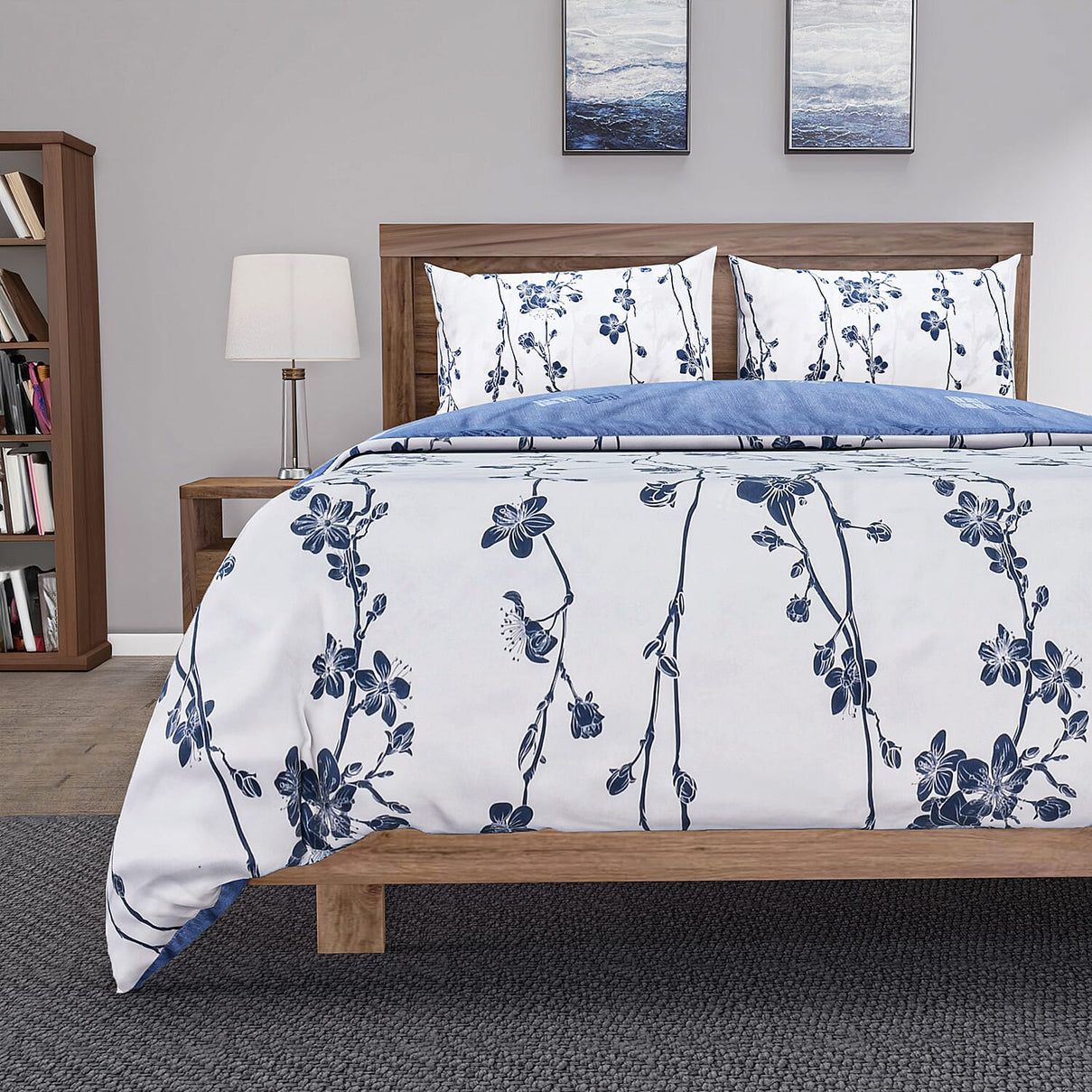 Set of 3 Floral Printed Duvet Cover and Pillow Case 7672045 2