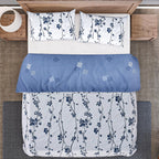 Set of 3 Floral Printed Duvet Cover with 2 Pillow Cases (Double Size 200x200 cm) - White