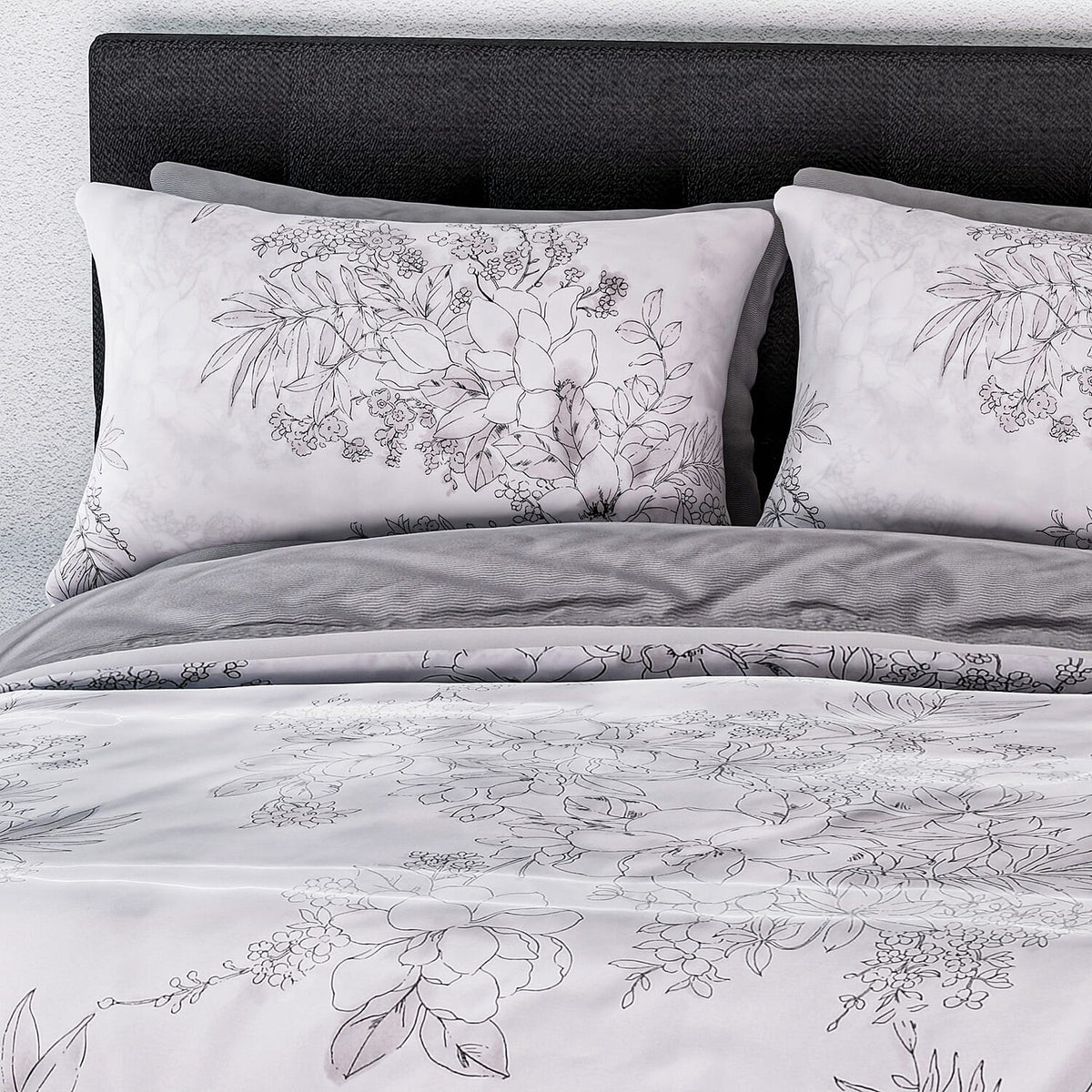 Set of 3 - Printed Duvet Cover with 2 Pillow Cases  - White 7372270 3
