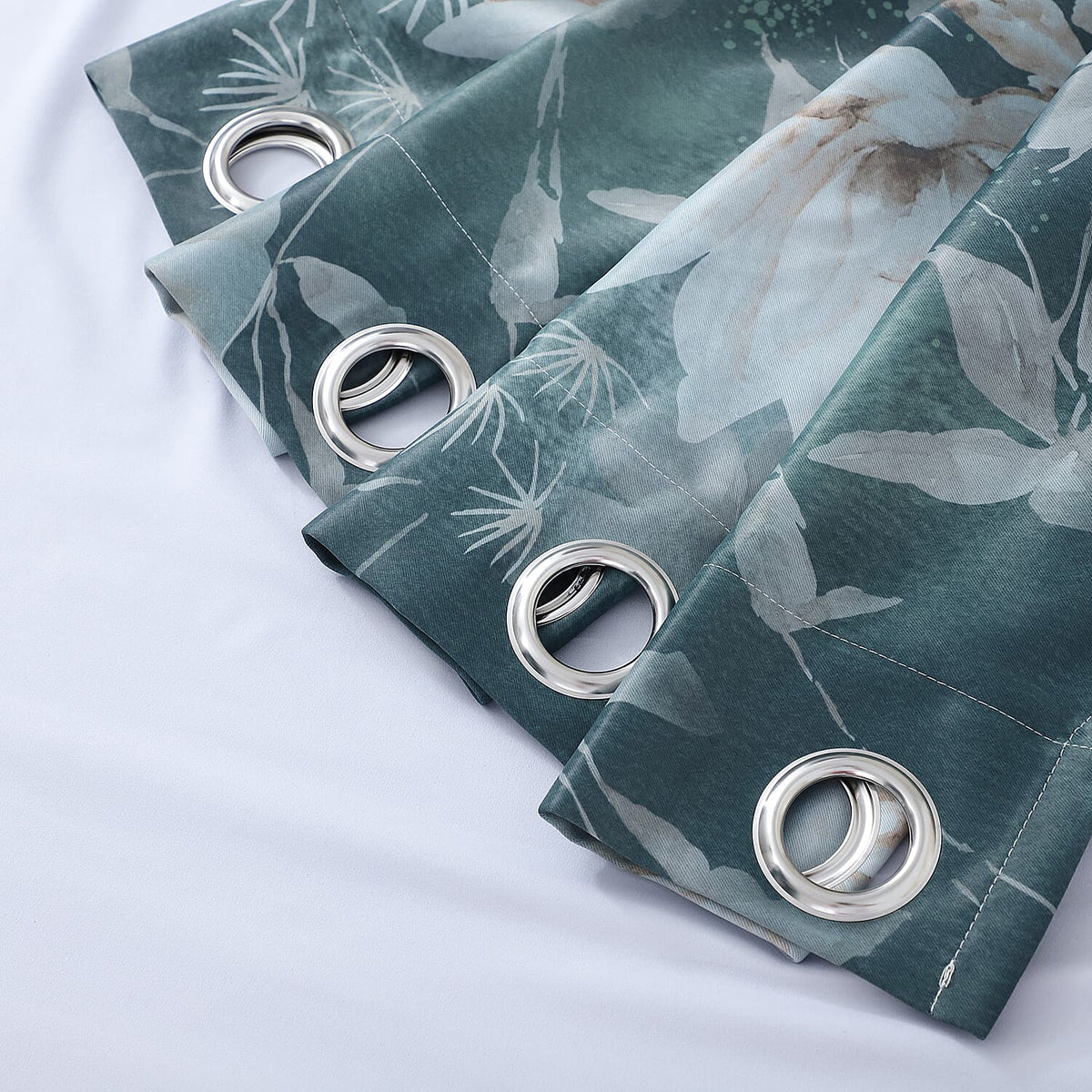 Set of 2 - Flower Pattern Curtain with 8 Eyelets (Size 140x240cm) - Green &amp; Beige 3791040 4