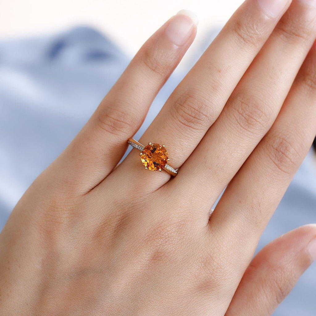 Serra Gaucha Citrine and Moissanite Ring in 18K Vermeil Yellow Gold Plated Sterling Silver 2.85 Ct