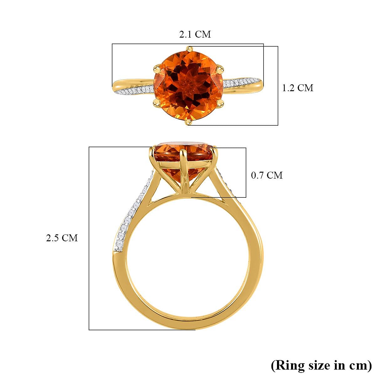 Serra Gaucha Citrine and Moissanite Ring in 18K Vermeil Yellow Gold Plated Sterling Silver 2.85 Ct 7538136 5