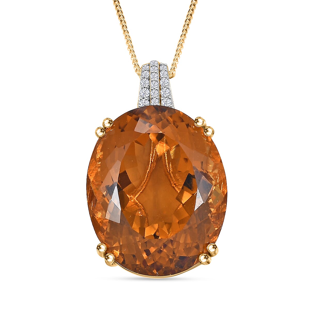 Serra Gaucha Citrine, Moissanite Pendant with Chain (Size 20) in 18K  Vermeil Yellow Gold Plated Sterling Silver 49.72 Ct. 4297920 0