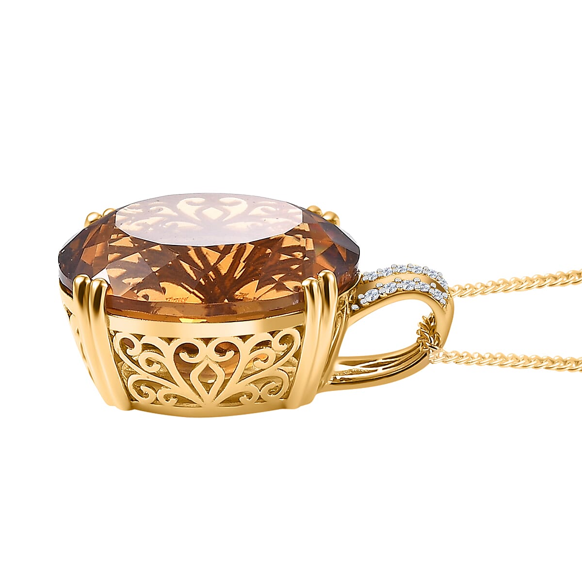 Serra Gaucha Citrine, Moissanite Pendant with Chain (Size 20) in 18K  Vermeil Yellow Gold Plated Sterling Silver 49.72 Ct. 4297920 4