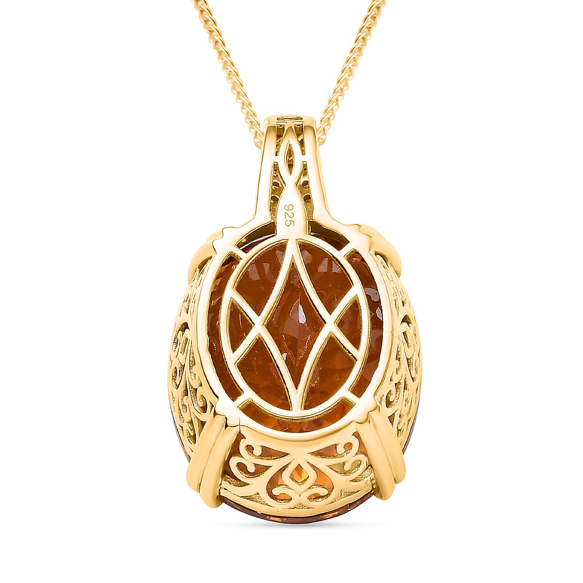 Serra Gaucha Citrine, Moissanite Pendant with Chain (Size 20) in 18K  Vermeil Yellow Gold Plated Sterling Silver 49.72 Ct. 4297920 5