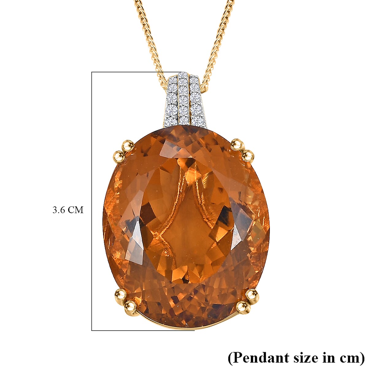 Serra Gaucha Citrine, Moissanite Pendant with Chain (Size 20) in 18K  Vermeil Yellow Gold Plated Sterling Silver 49.72 Ct. 4297920 6