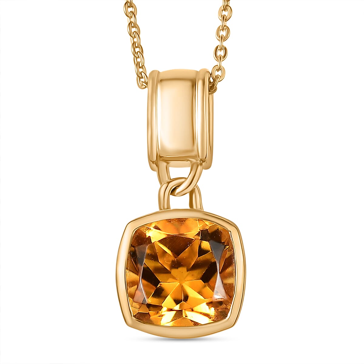 D'Joy Serra Gaucha Citrine Pendant with Chain (Size 20) in Yellow Gold Plated Sterling Silver 2.34 Ct. 4424827 0