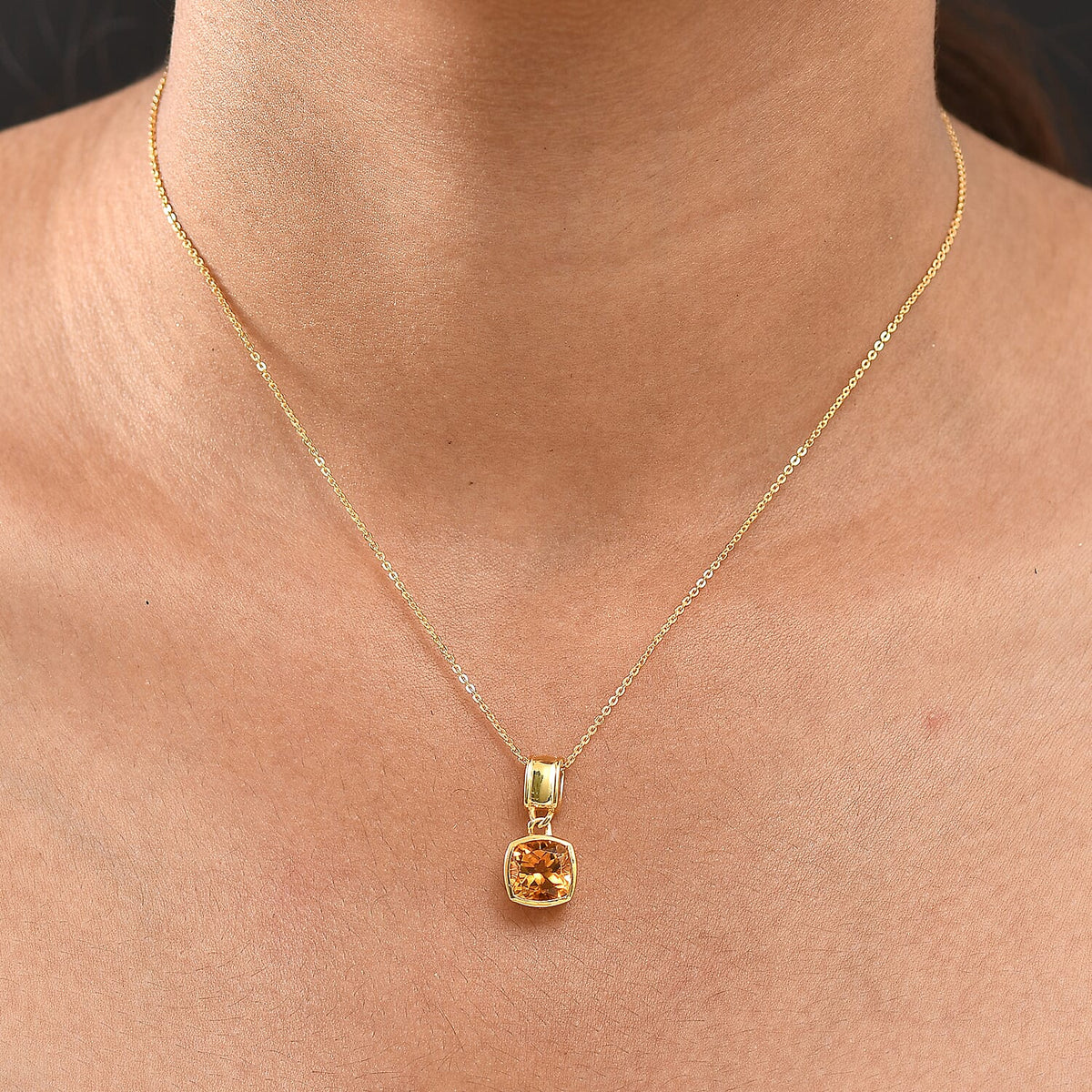 D'Joy Serra Gaucha Citrine Pendant with Chain (Size 20) in Yellow Gold Plated Sterling Silver 2.34 Ct. 4424827 2